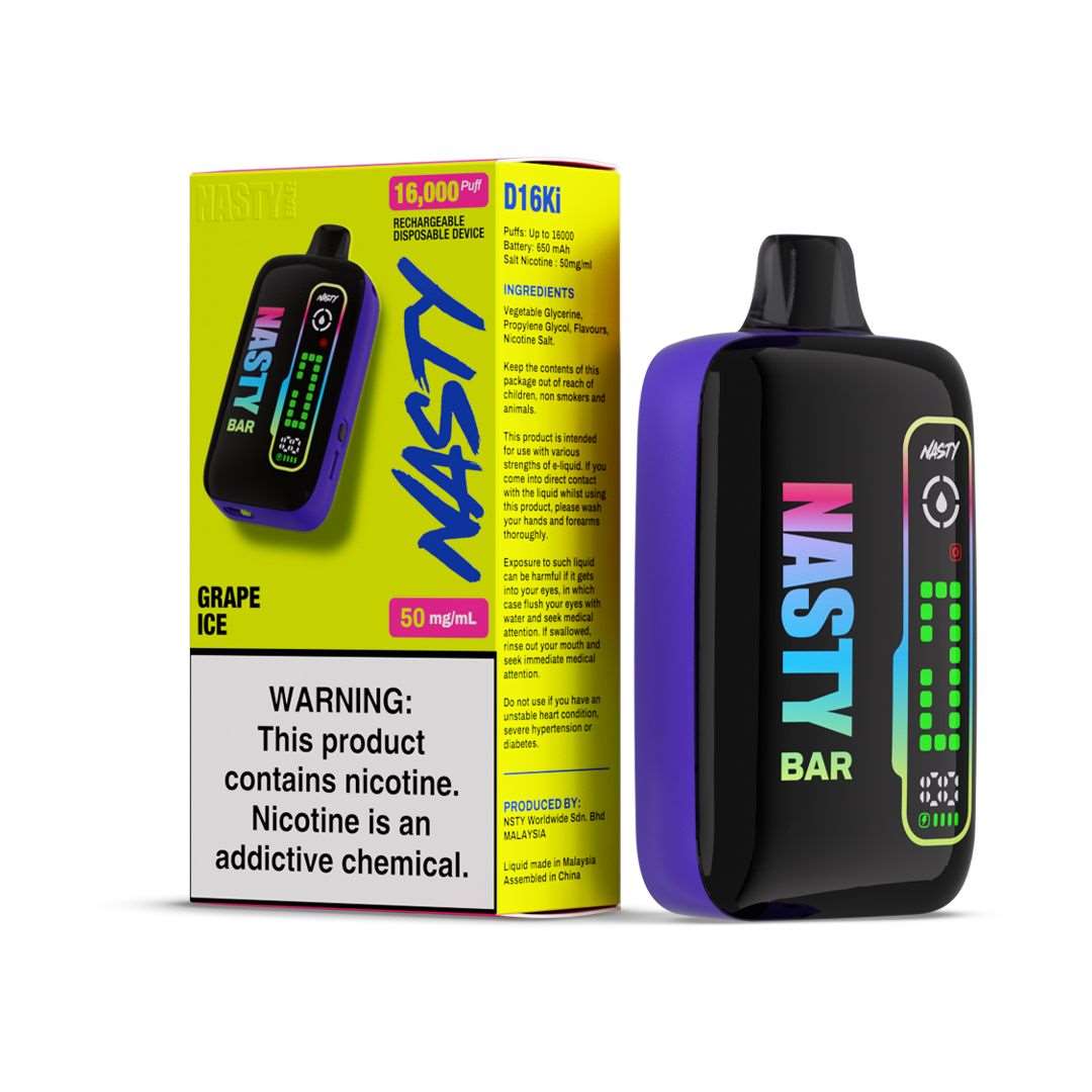 Nasty Bar 16000 Puffs Nasty Bar 16000 Puffs D16Ki Grape Ice Front view image D16Ki