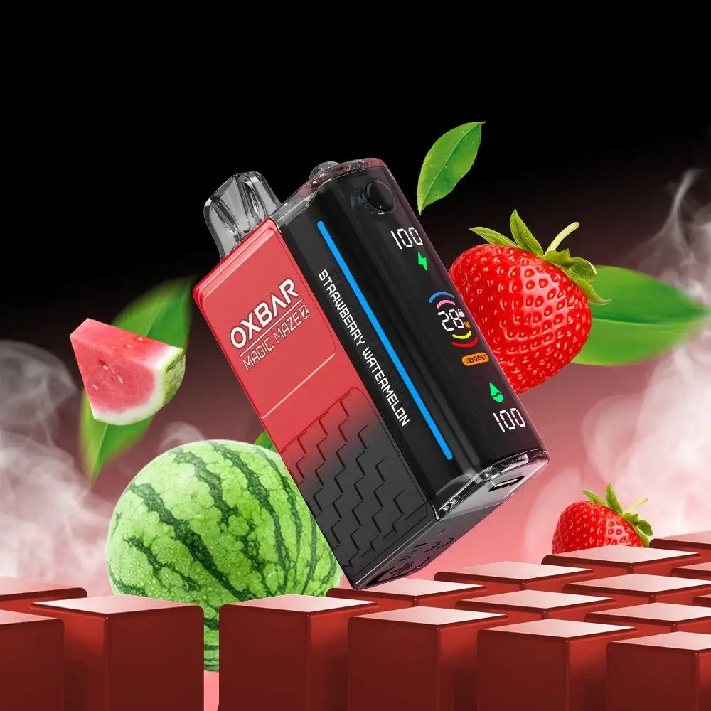Strawberry Watermelon Flavor: "OXBAR Magic Maze 2 in Strawberry Watermelon flavor, a sweet and juicy combination of ripe strawberries and fresh watermelon."